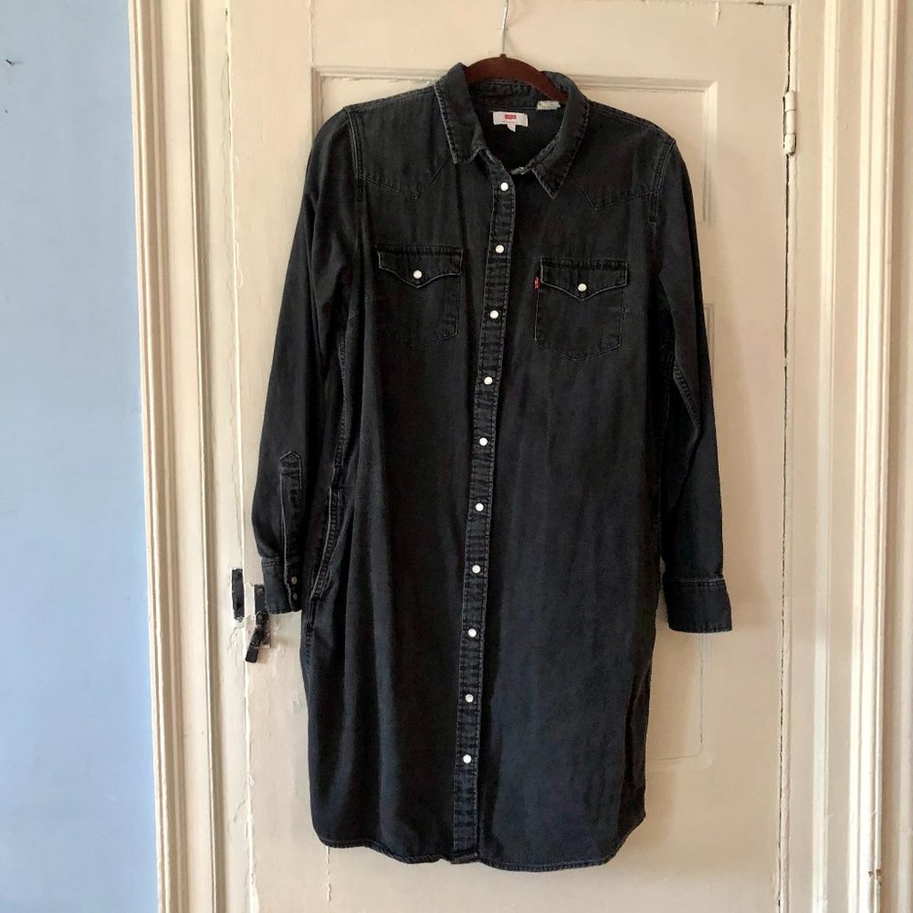 Levi's Ultimate Western Black Denim Dress - Large